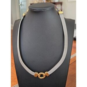 Mesh Silver and Gold Tone Statement Necklace Vintage Two Tone